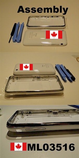 IPHONE 3GS 32GB WHITE HOUSING W/CHROME BEZEL+VOL BUTTON  