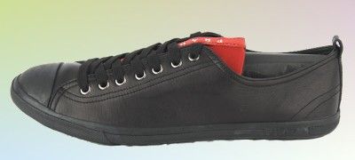   MENS FUNKY BLACK LEATHER SIGNATURE SHOES SNEAKERS 10/US 11  