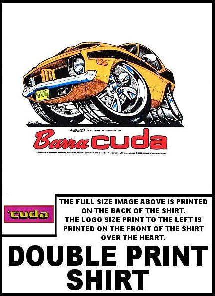 MUSCLE CAR 1972 1973 1974 CUDA BARRACUDA T SHIRT H1CC67  