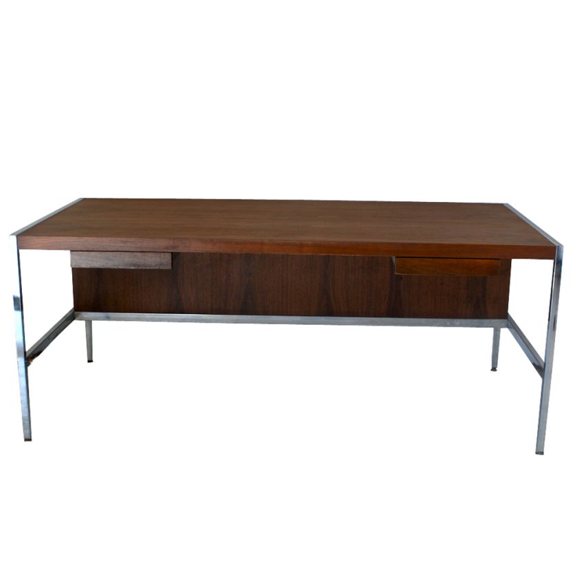 6ft Vintage Jasper Rosewood Chrome Desk Table  