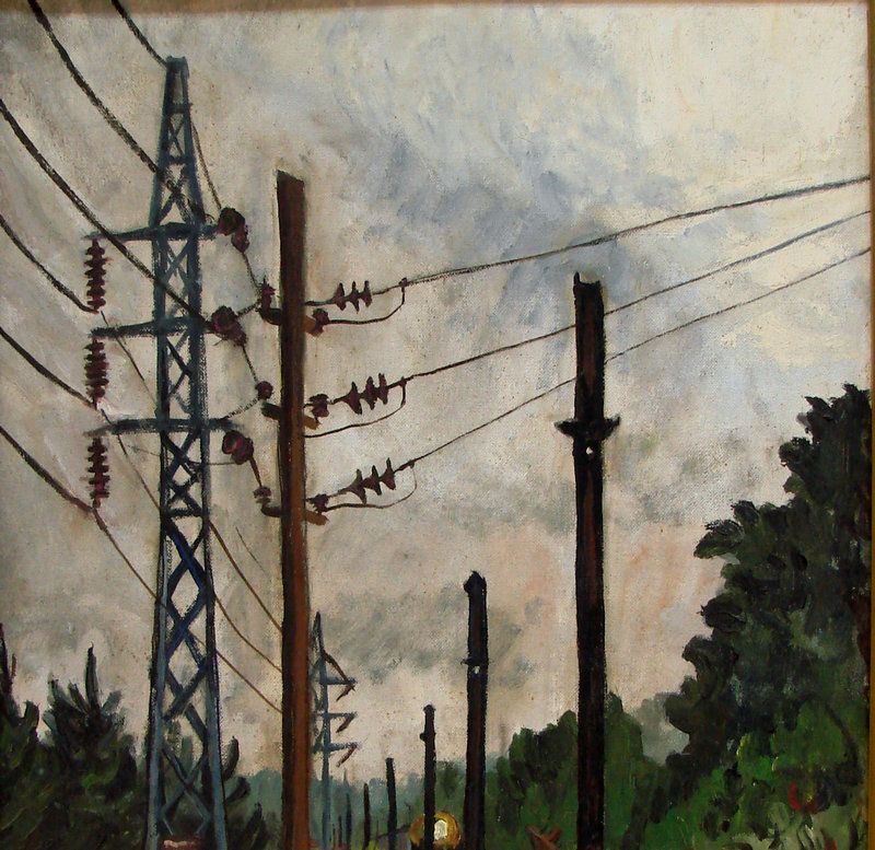    1970 Oil Painting Coming of the Train by Charles Ramsey Jr.  