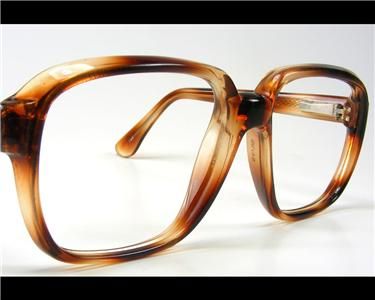 MENS THICK SQUARE TORTOISE EYEGLASS FRAMES 1970S VINTAGE NOS BROWN 