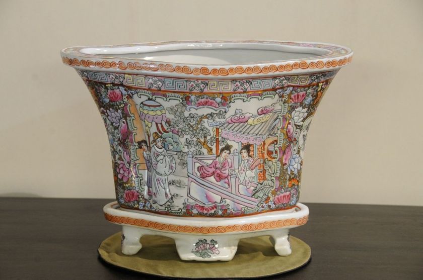 14 Chinese Porcelain Planter, Jardiniere, Rose Medallion  