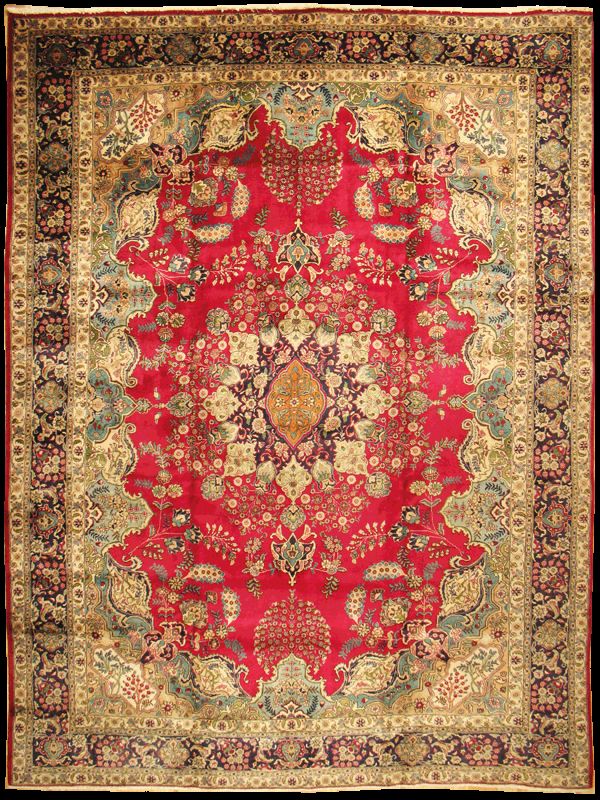 c1950s {ANTIQUE HANDMADE PERSIAN TABRIZ RUG} 9.10x12.10  