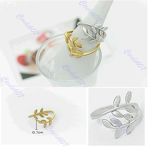 Hot Fashion Exquisite Alloy Rhinestone Double Leaf Ring  