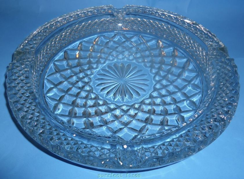 Cut Glass Crystal Ashtray Large Round Vintage  