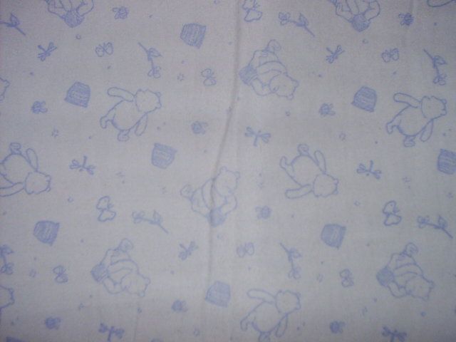 Yards CLASSIC POOH Flannel Fabric Blue Outlines  