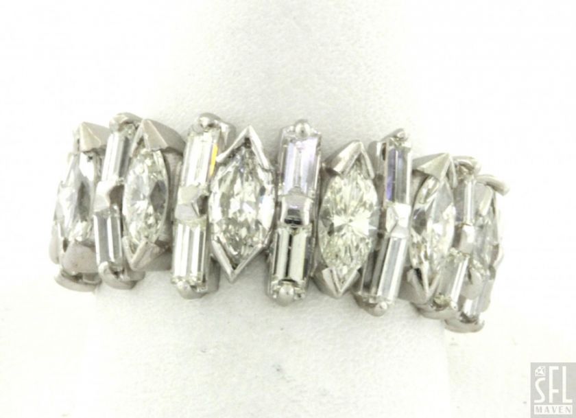 PLATINUM 3.75CT VS2 SI1 MARQUISE/BAGUETTE DIAMOND ETERNITY BAND RING 