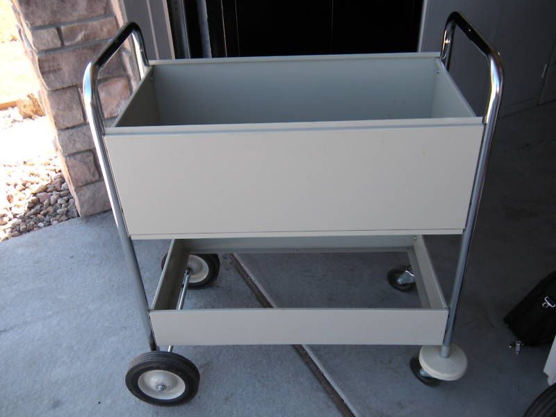 Used File Library Mail Cart 200# Capacity, steel, 30x16  