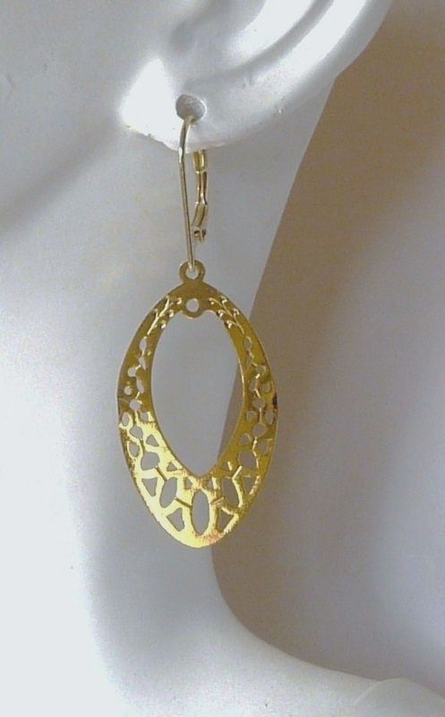   Lace Elongated OVAL DANGLE FASHION EARRINGS ~   