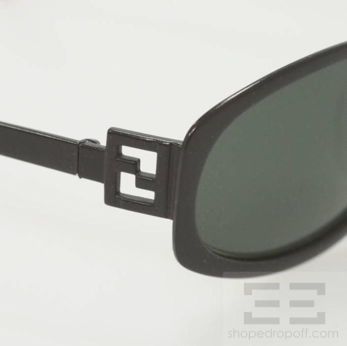 Fendi Vintage Black Onyx Small Round Frame Sunglasses FS 195  