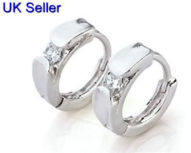 cute small real white gold filled cz hoop earrings 1  