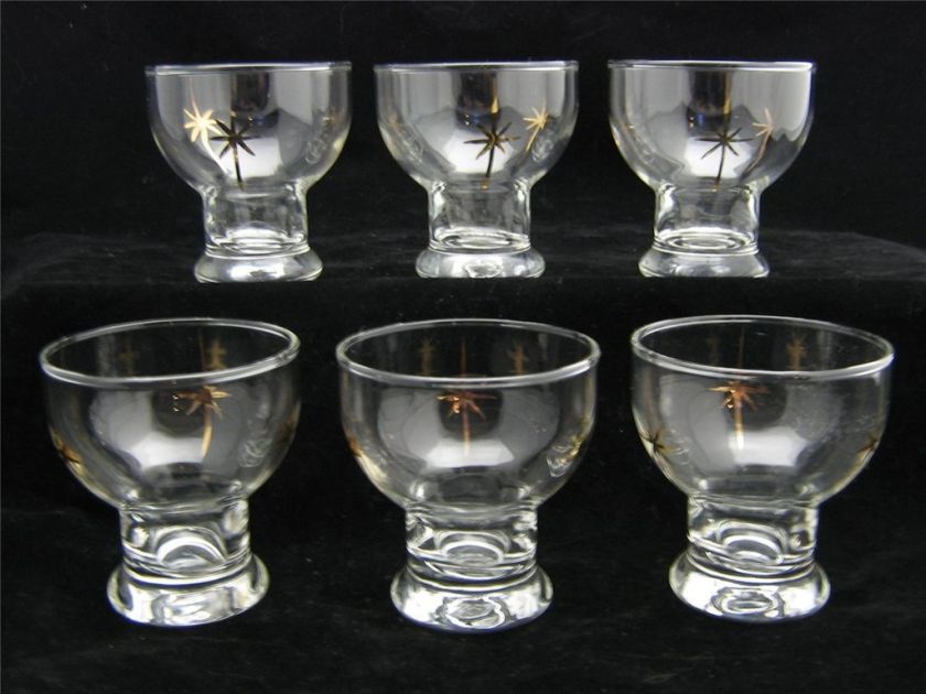 Vintage Cordial Glass with Gold Stars Set of 6  