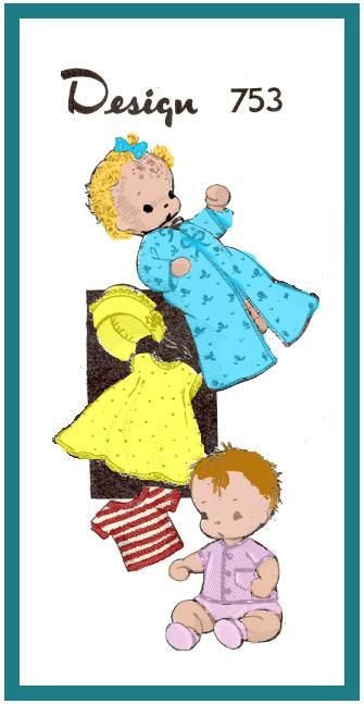 753 Vintage rag   Sock Baby Doll and Clothes pattern  