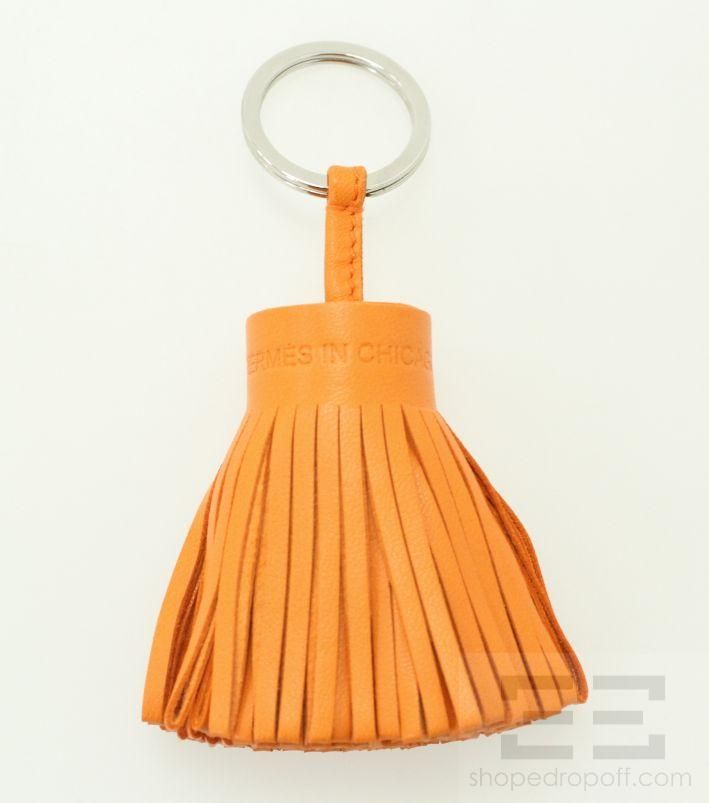   Carmen Orange Lambskin Carmen Tassel Key Holder, New In Box  