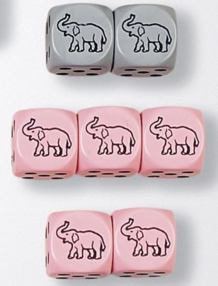 ELEPHANT Dice, 16mm, Really Cute, Pink & Gray, Nice  