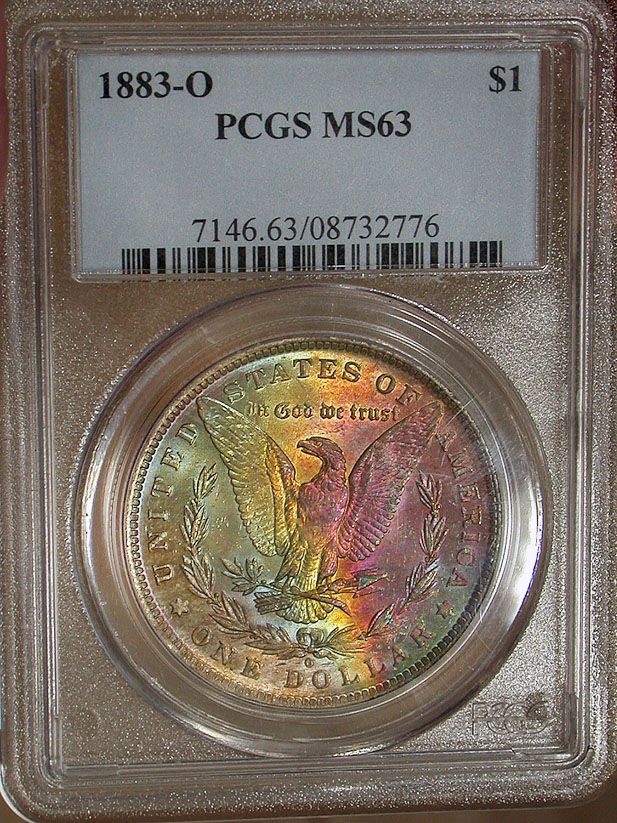 1883 o PCGS MS63 Rainbow Toned Morgan Dollar N/R  