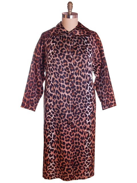 Vintage Leopard Print Swing Coat 1950S Acetate One Size  