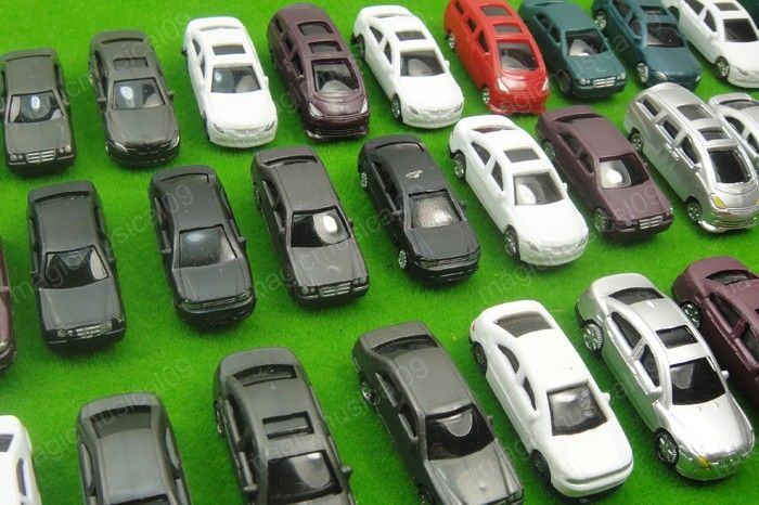 100pcs Mixed HO Scale 1100 Model Car Layout Scene  