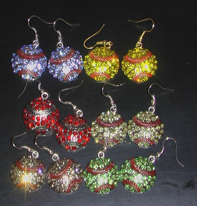 Softball/ Baseball CZECH Crystal Earrings  