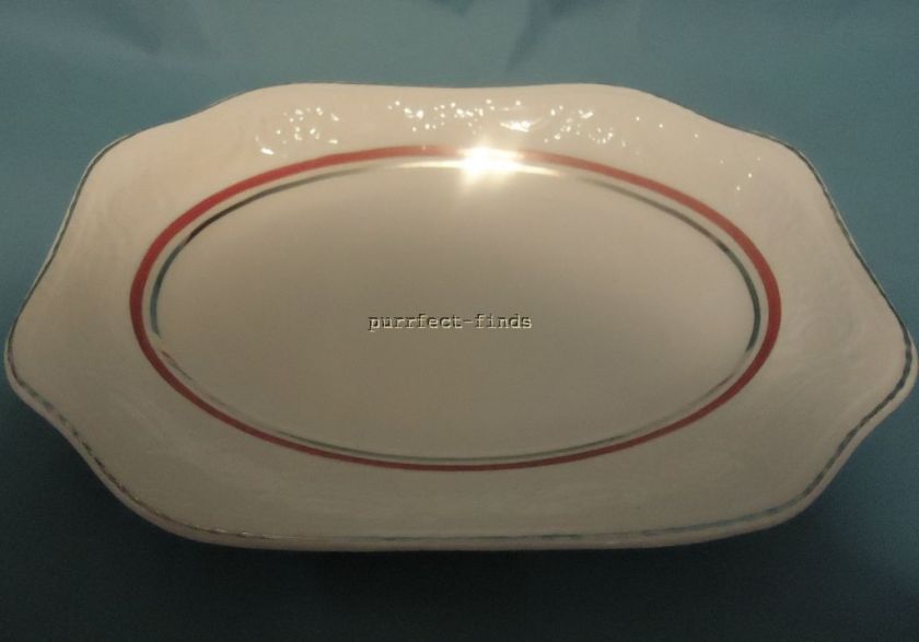 Adam Antique Steubenville Serving Platter Plate Red Trim AS IS  