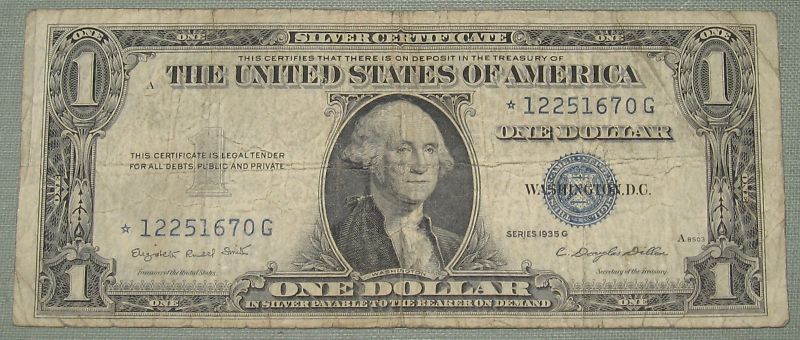 1935 G 1$ SILVER CERTIFICATE STAR NOTE VG 1670G  