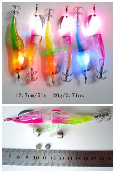 12 pcs Squid Jigs Cuttlefish 20g battery Replaceable Fishing Lure X11 