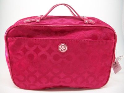 COACH JULIA OP ART NYLON TRAVEL CASE COSMETIC BAG LIPSTICK RED 61339 