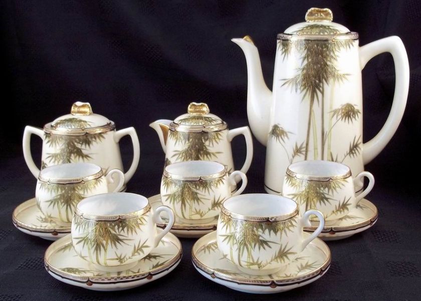 EXQUISITE ANTIQUE JAPANESE EGGSHELL TEA SET c1910  