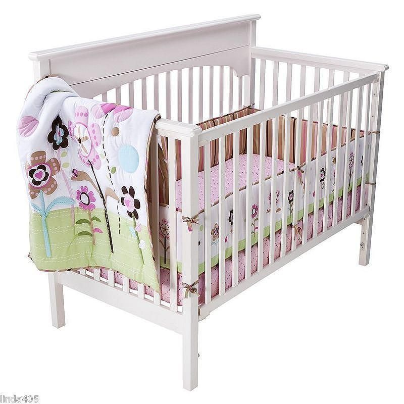 New Circo 3 pc Flower Crib Set Bumper Comforter Fitted sheet  