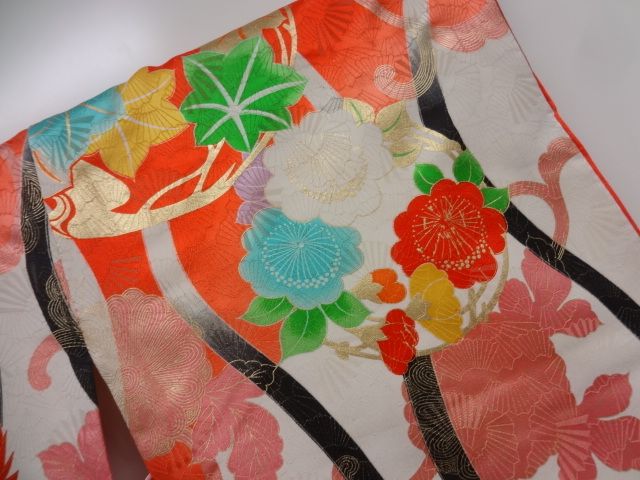 7013# Japanese KIMONO BLEND / VINTAGE GIRLS KIMONO / YUZEN PHOENIX 