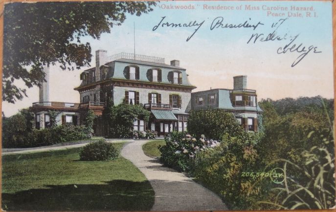 1908 Postcard Caroline Hazard Oakwoods  Peace Dale, RI  