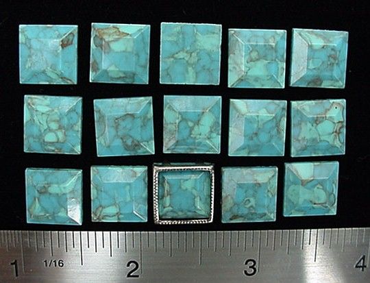 TURQUOISE ACRYLICS FLATBACK 12x12 Square Stones 144pcs  