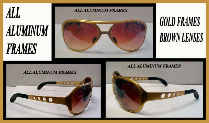 ELVIS SUNGLASSES ALL METAL AVIATOR GOLD Aluminum  