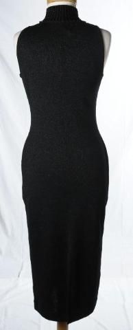 Adrianna Papell Evening Black Beaded Metallic Knit Sleeveless Dress Sz 