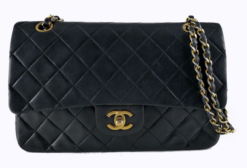   CHANEL Classic Black Lamb 2.55 Coco Double Flap Bag Purse  