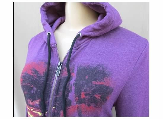 NEW ROXY Junior Womens Purple Hoodie Sweater w/ Sunset Graphic MEDIUM 