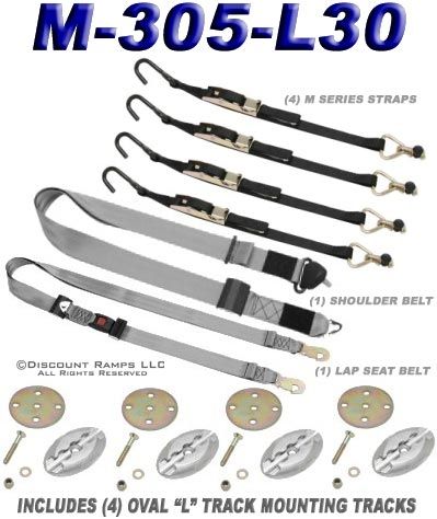   WHEELCHAIR RESTRAINT TIE DOWN STRAPS + BELTS (M 305 L30)  