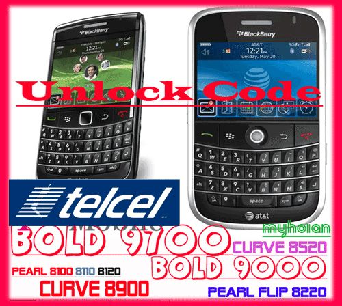 Unlock Code For Telcel Mexico Blackberry 8520 9000 8100  