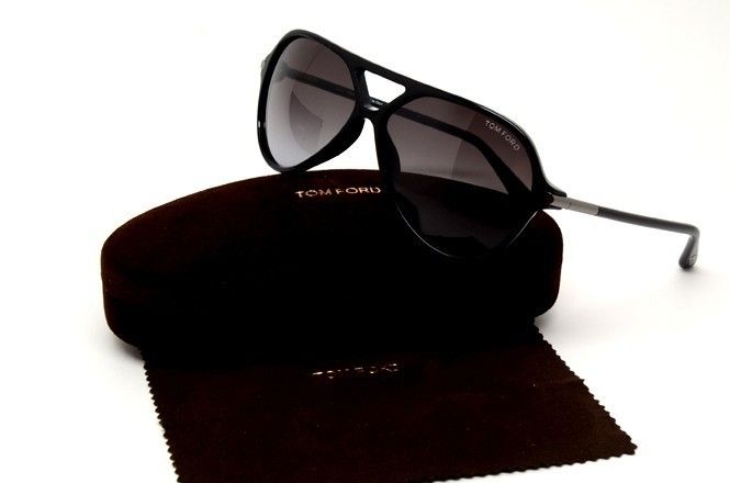 TOM FORD TF LEOPOLD 197 01B SUNGLASSES BLACK PLASTIC GREY LENS 