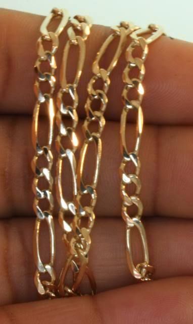 14k yellow gold 21 1/2 figaro necklace vintage 12.6g  