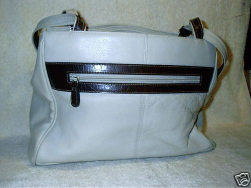 Worthington Tan Brown Trim Handbag Multi Compartments  