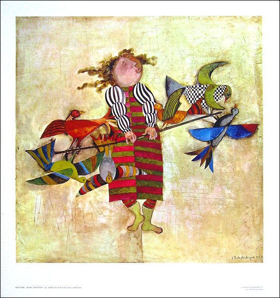 Graciela Rodo BOULANGER Bird Vendor Lithograph Art  