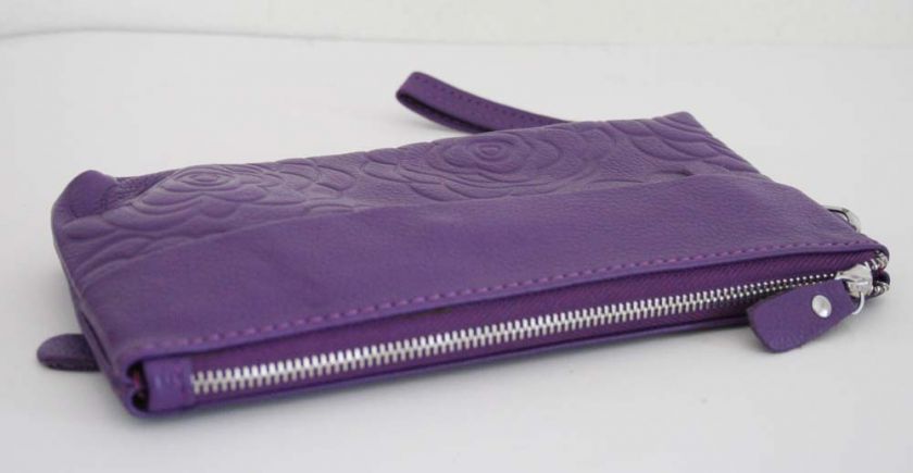 supple grain leather wristlet wallet or make up pouch cell phone case 