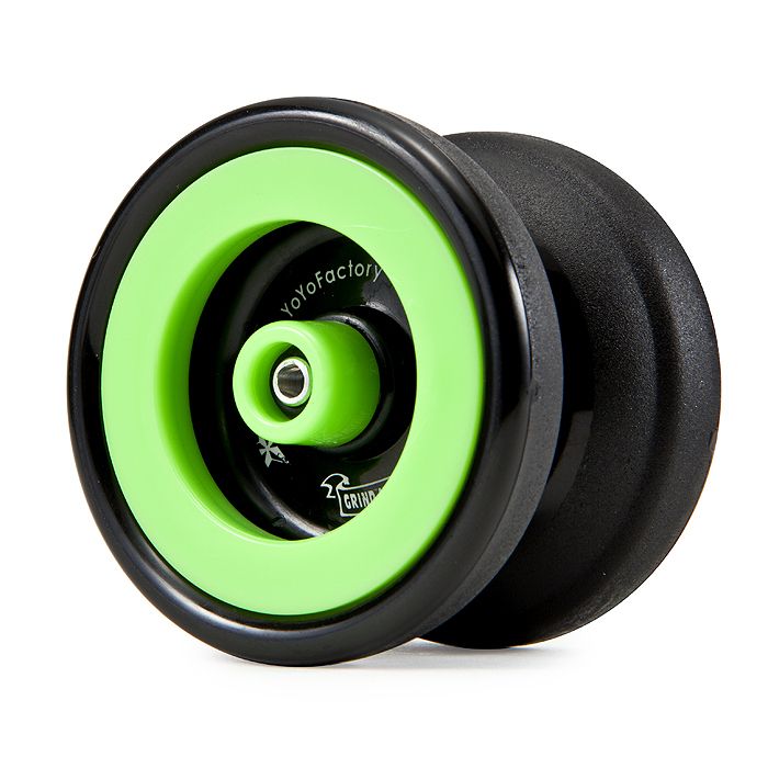 YoYoFactory Grind Machine Hubstack Yo Yo   Black/Green + FREE STRINGS 