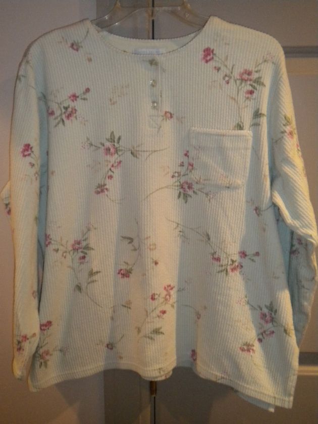 Erika Taylor pastel GREEN Print Sleep Shirt sz Large  