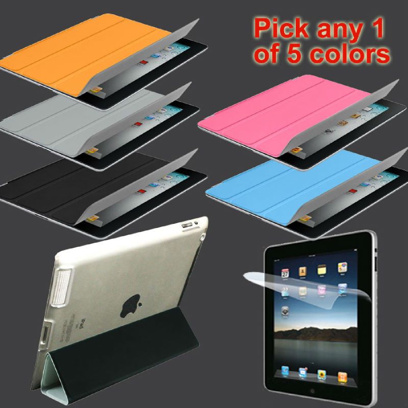   Back Protective Case +Anti Glare Screen Protector For iPad 2  