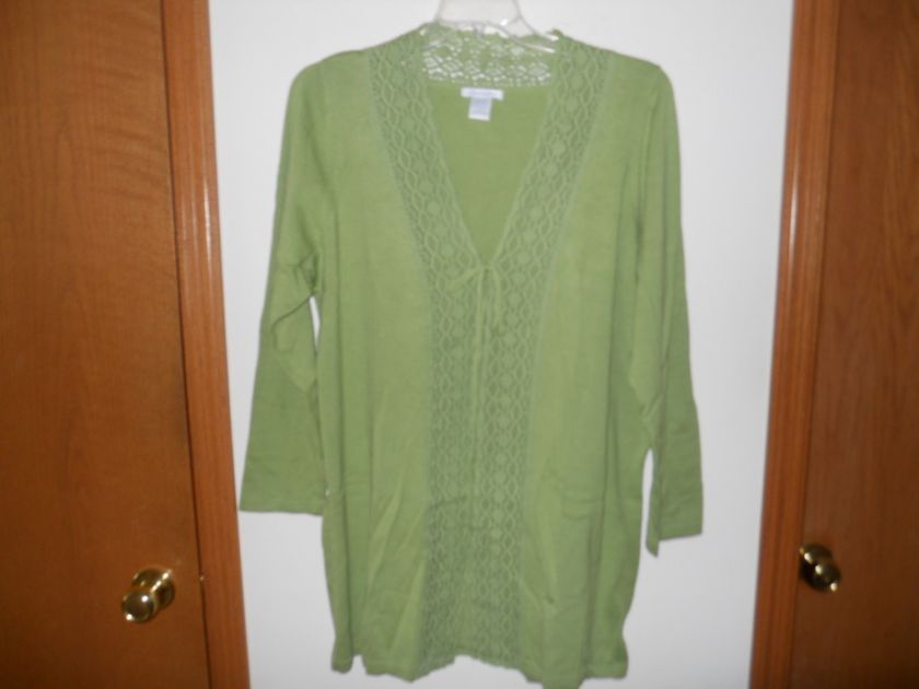 Silhouettes Crochet Trim Cardigan XL Grass NEW  