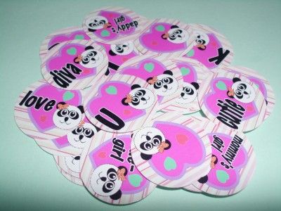 50 precut 1Pretty Panda bottlecap images  