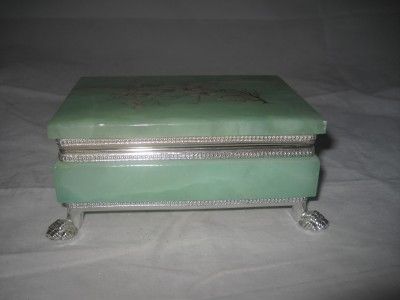 Vintage Made In Italy Alabaster Painted Jewelery Box  